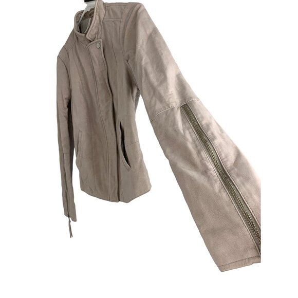 Free People Womens Size 6 Small Faux Leather Moto Jacket Blush Zip Detail 6827 - Picture 16 of 16